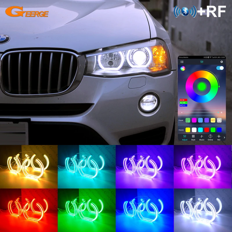 Geerge For BMW X3 F25 LCI G01 X4 F26 G02 RF Remote Bluetooth APP Multi Color DTM Style RGB LED Angel Eyes Kit Halo Rings