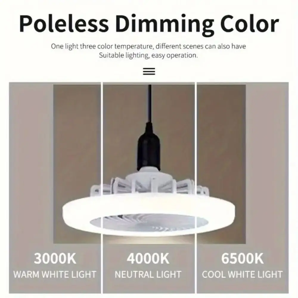 قابل للتعديل E27 مروحة ضوء 360 درجة دوران عكس الضوء E27 مروحة مصباح E27 دوامة حامل مصباح ABS Led مروحة السقف مع الضوء