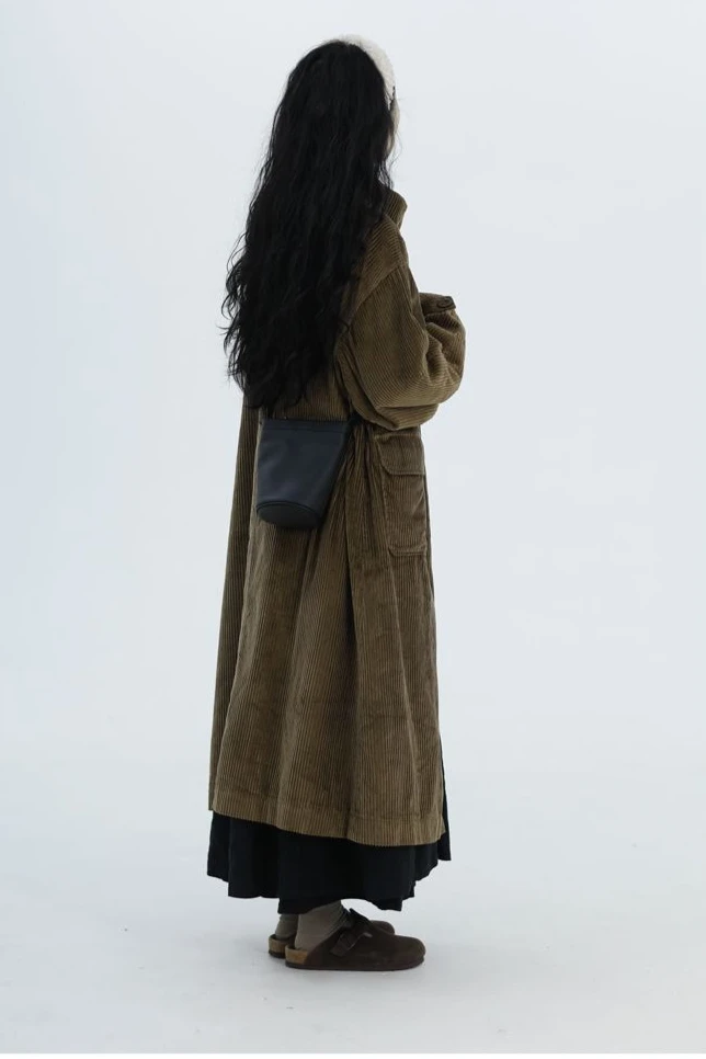 Autumn and Winter Women's Windbreaker Corduroy Long Casual Cotton Jacket