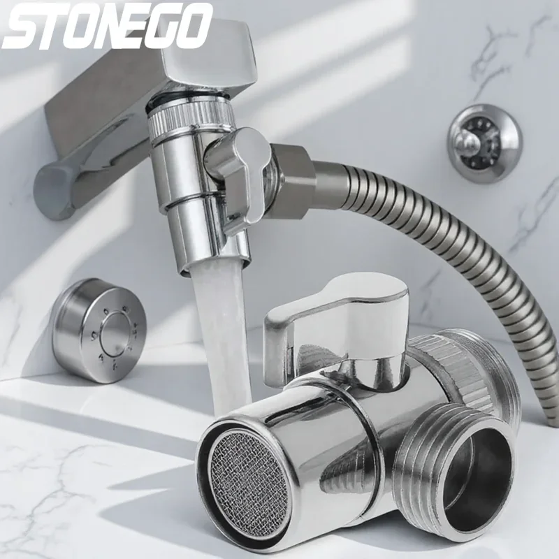 

3 Way Faucet Diverter Valve for Handheld Shower and Sink Faucet Splitter for Kitchen and Bathroom Plumbing Accessory