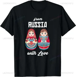 Cute Russian Nesting Doll T-shirt Fun Fashion Casual Summer Short Sleeve Crew-neck Dress Harajuku Unisex Top