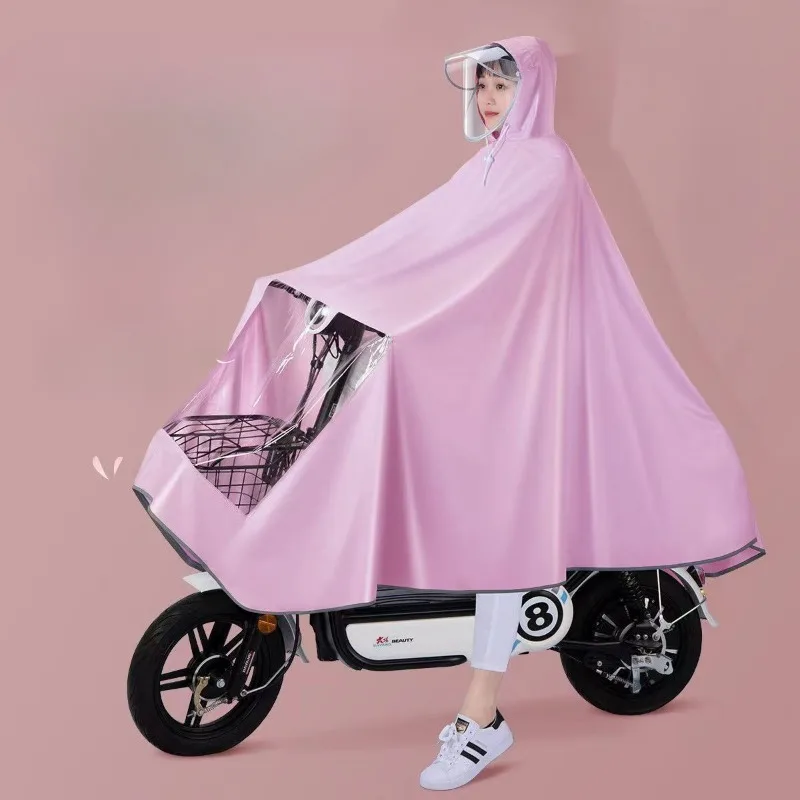 Electric Raincoat Adult Storm-proof Long Double Brim Thickened Riding Bicycle Poncho Simple Summer Korean Style Solid Convenient