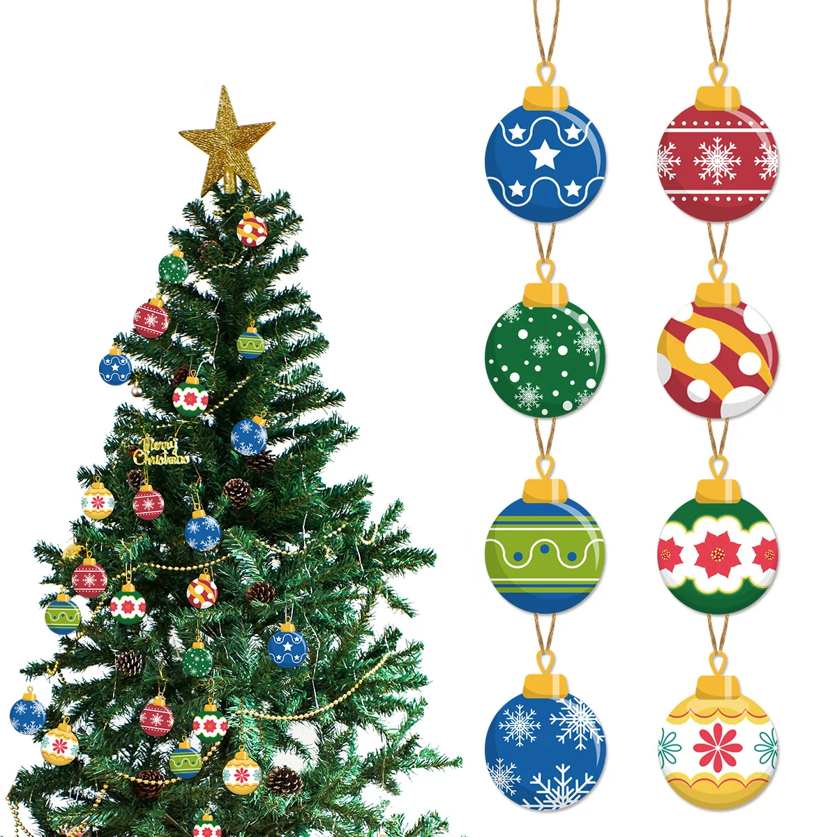 40pcs Christmas Tree Circular Pendant Pendant Party Decoration Supplies