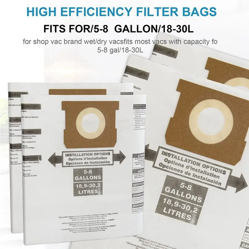 

ABKB 7 шт. универсальных мешков для сухой уборки для пылесосов объемом от 5 до 8 галлонов