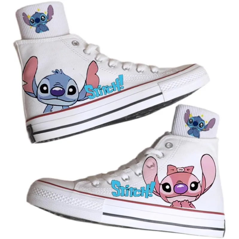 Disney Children Canvas Shoes Kids High Top Shoes For Girls Lilo & Stitch Boys Print Sport Sneakers Tennis Shoes Casual Cartoon