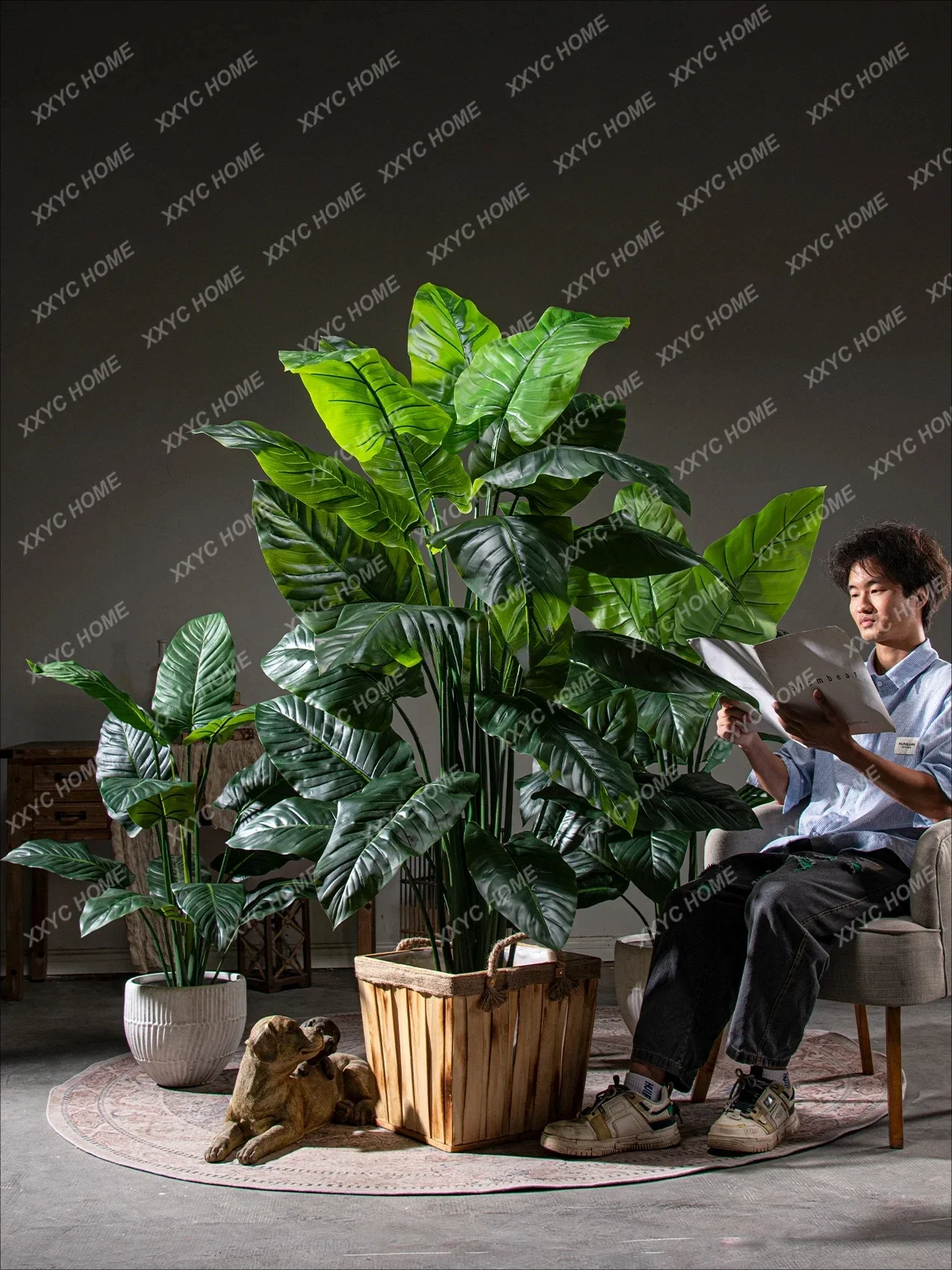 

Large high-end simulated tropical plant indoor floor-to-ceiling potted plant advanced bionic green plant
