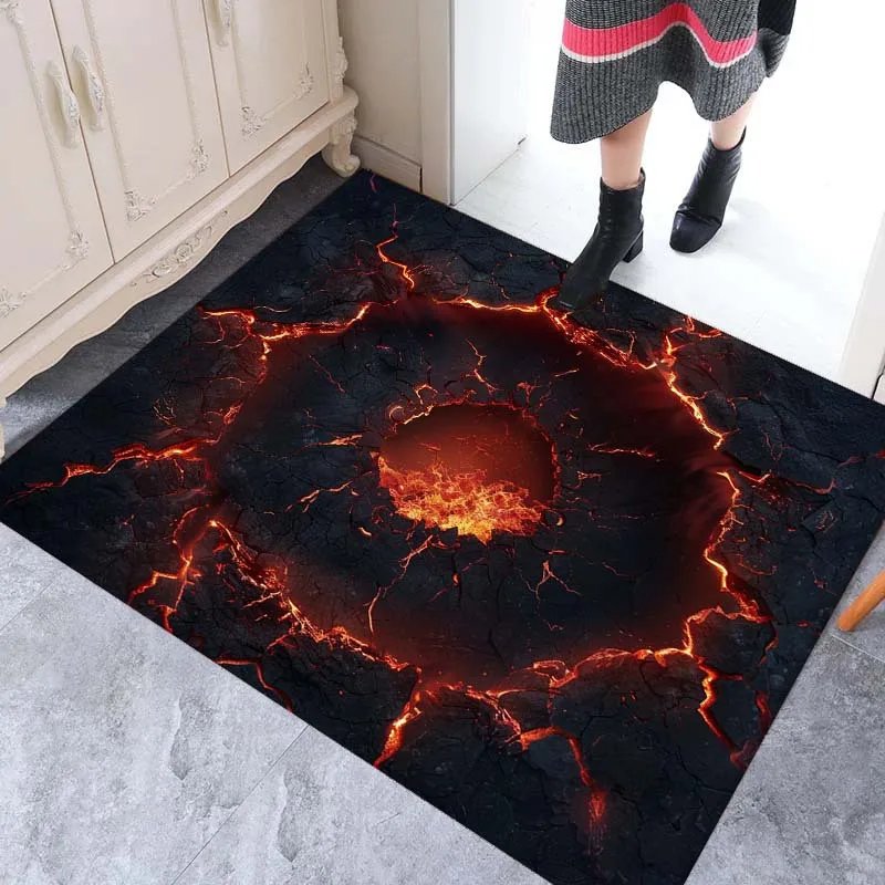 1pc Lava Pattern Rectangle Area Rug, Versatile Home Decor, Ideal Holiday Gift, Perfect for Camping Office Indoor Space, Suitable