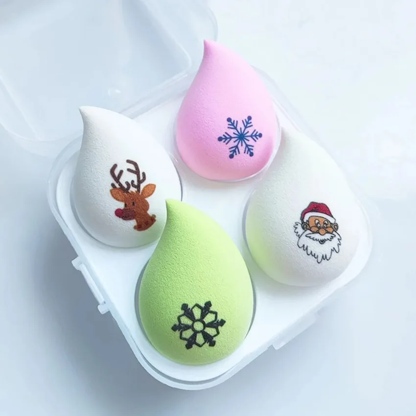 Custom 36styles Chrismas Makeup Puff Soft Portable Ball Gift Snowman Beauty Egg Christmas Hat Makeup Egg Bulk Makeup Tools