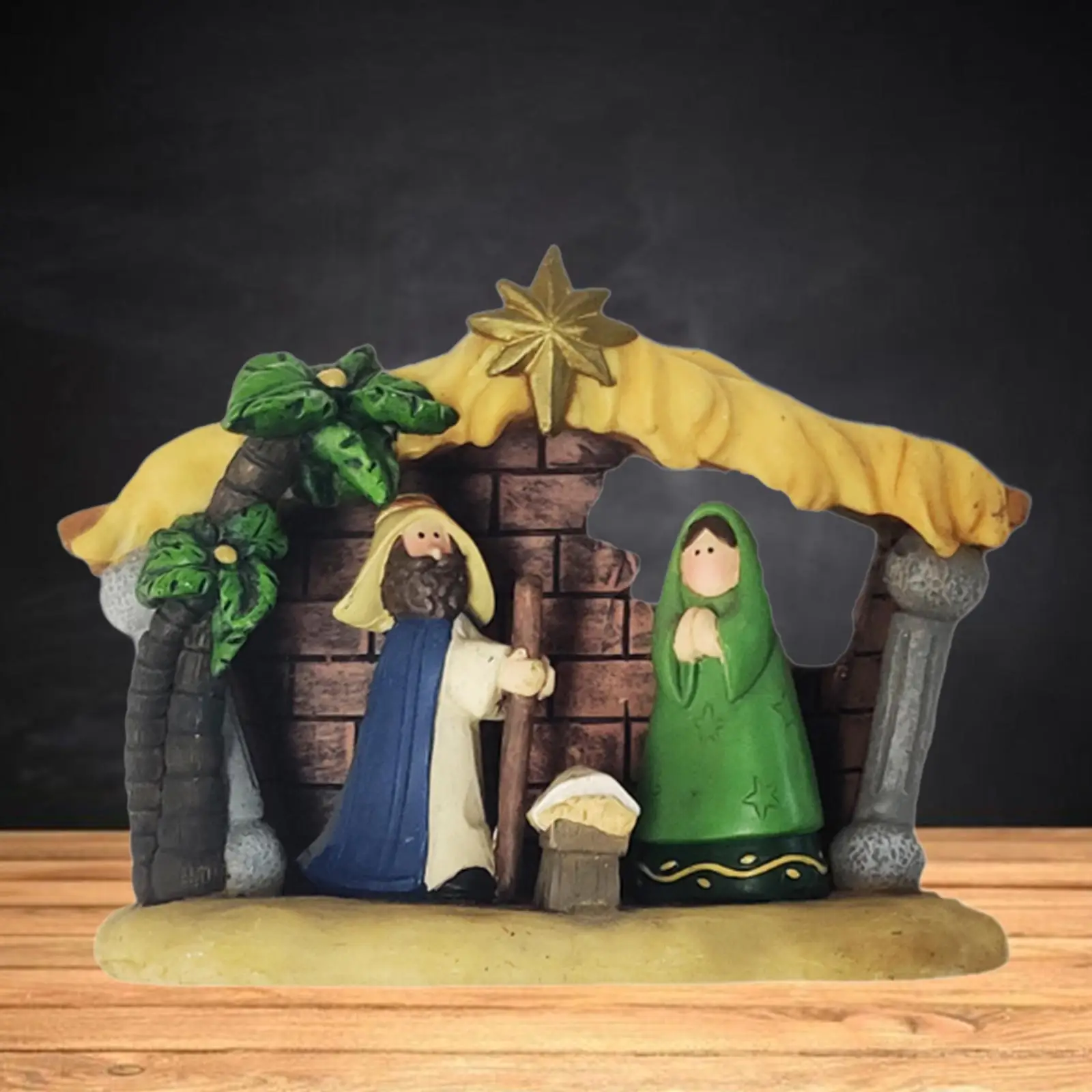 Mini Nativity Scene Figurine Sturdy Practical Easy to Use Home Decor Resin Sculpture for Cabinet Kitchen Table Fireplace Bedside