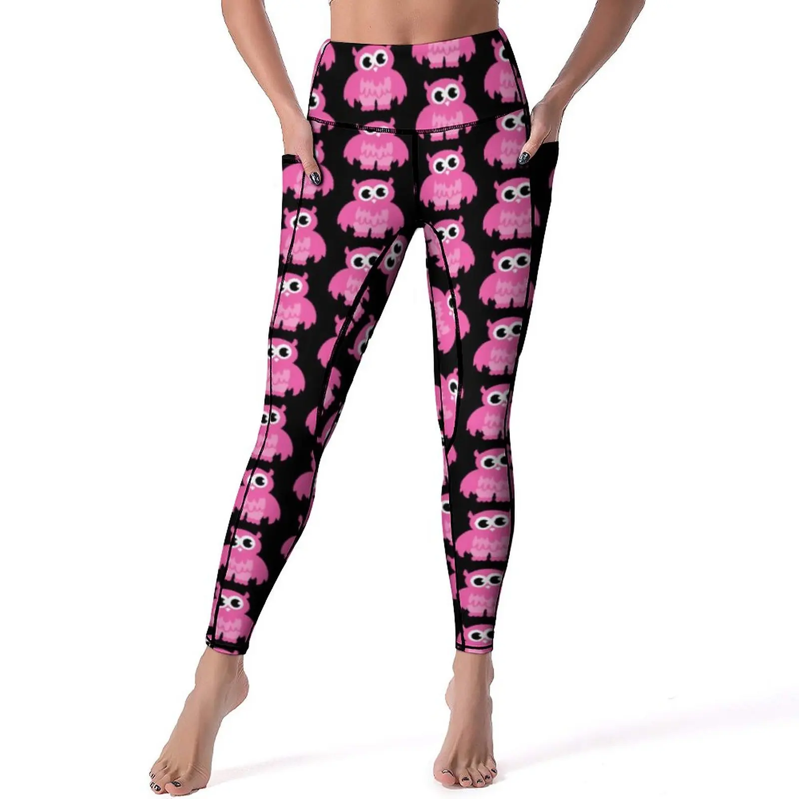 Funny Pink Owl Quality Yoga Pants Cartoon Animal Leggings Sexy Gym Leggins Female Kawaii Stretchy Sports Tights