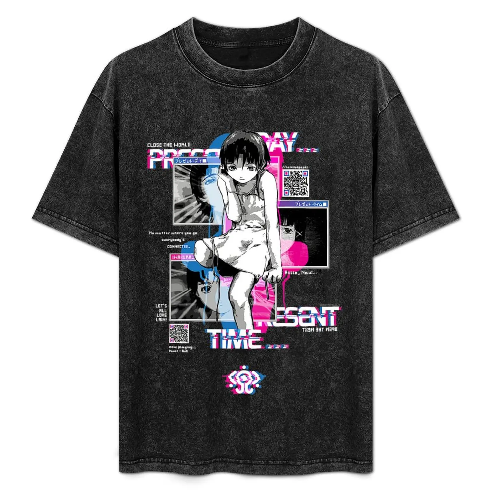 Serial Experiments Lain - Camiseta Lain Windows, camiseta minimalista informal de manga corta