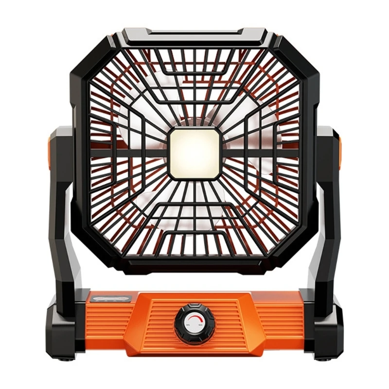 2024 New Portable Outdoor Camping Fan with LED Light Hanging Fan with Timer Powerful Operated Fan for Outdoor Car Tent