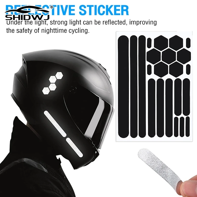 Black reflective stickers motorcycle riding helmet reflective stickers Self-Adhesive Reflective Tape for Nighttime Safety