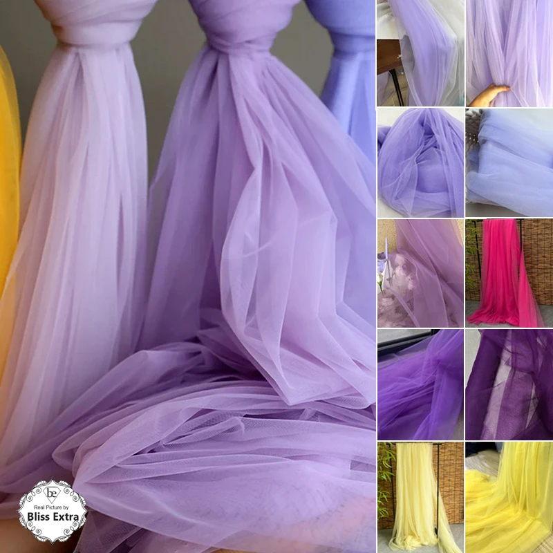 

Soft Tulle Fabrics Wedding Celebration Curtain Clothing Purple Lilac Mauve Mesh Layout Chair Back Yarn Encryption Net Material