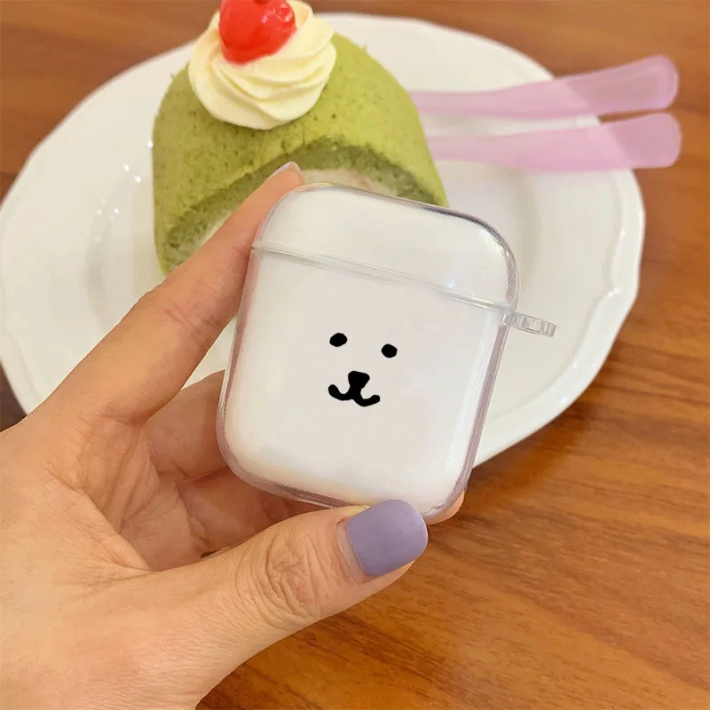 Healing Cartoon Creative Bear Kawaii Earphones Case For AirPods 1 2 3 4 Pro / Pro2 Pro3 Transparent Soft Protective Cover