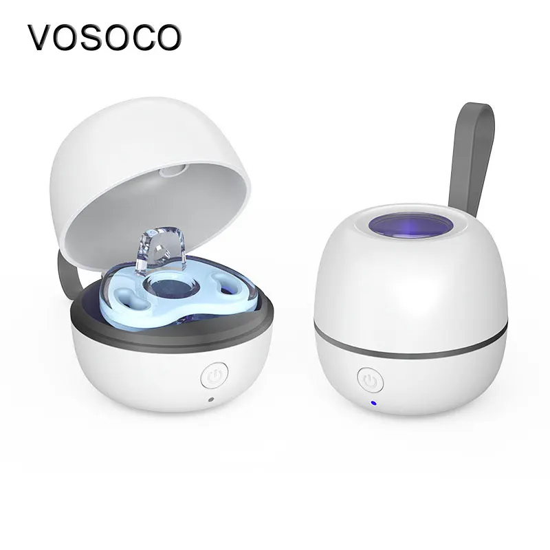 Tragbarer Schnuller-Sterilisator für Zahnprothesen, Ohrringe, Schlüssel, Halsketten, Nagelknipser, Bluetooth-Kopfhörer UV-Sterilisationsbox