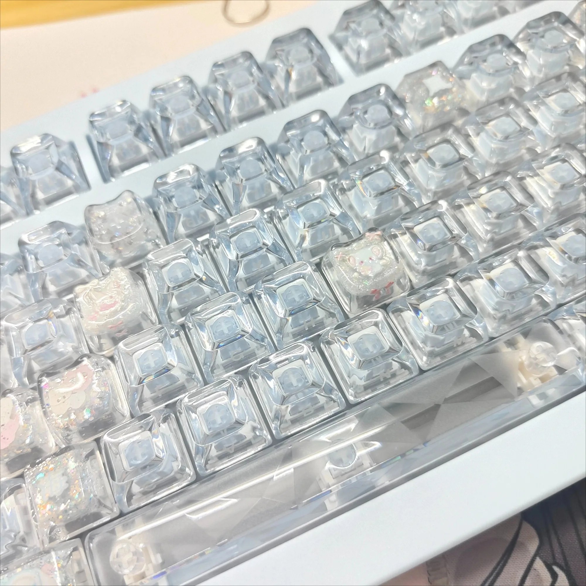 126-Key RGB Transparent Keycaps ASA Profile Color-Backlit Customizable MX Switches Ergonomic Mechanical Keyboard Keycap Set