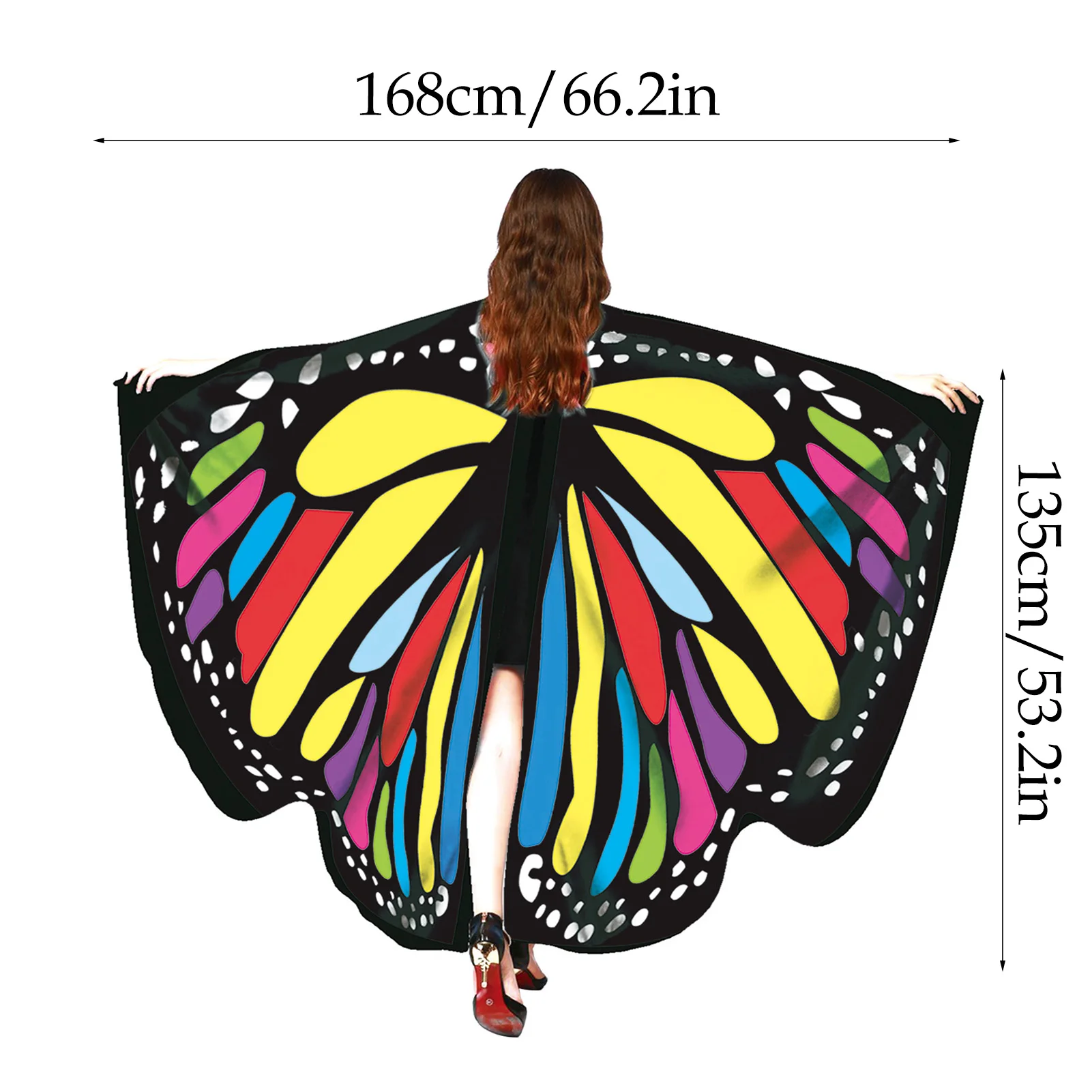 Women's Butterfly Wings Shawl Print Collar Carnival Costumes Decor For Halloween Fancy Party Cosplay Carnival Party Family Party