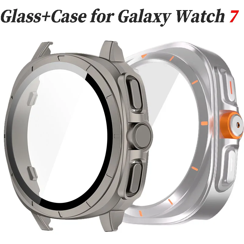 

Glass+Case for Samsung Galaxy Watch 7 44/40mm, [Turning into Ultra 47mm Upgrade] All-Around Protective Protector Cover Bumper