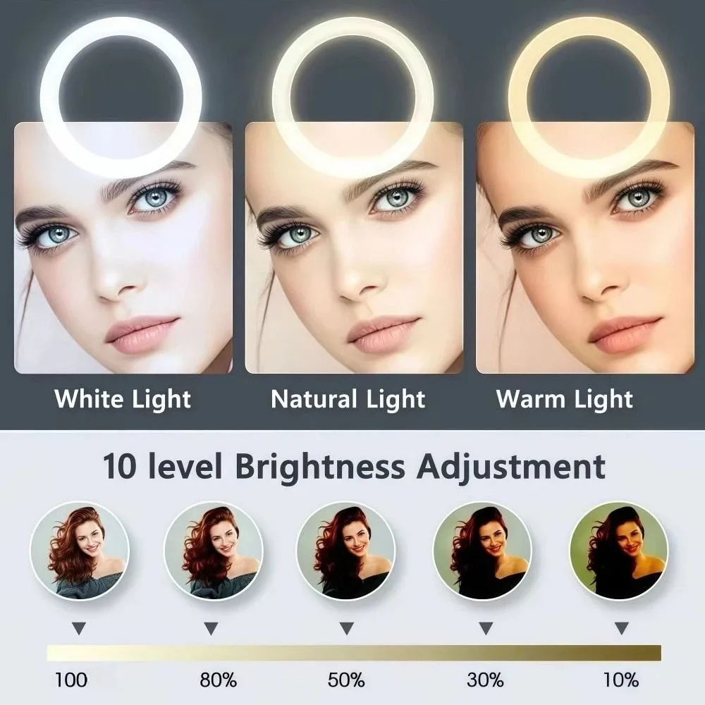 26CM 10" LED Shooting Light Ring Dimmable with Tripod Stand Phone Fill Light Durable Portable Photography Lights For Selfies