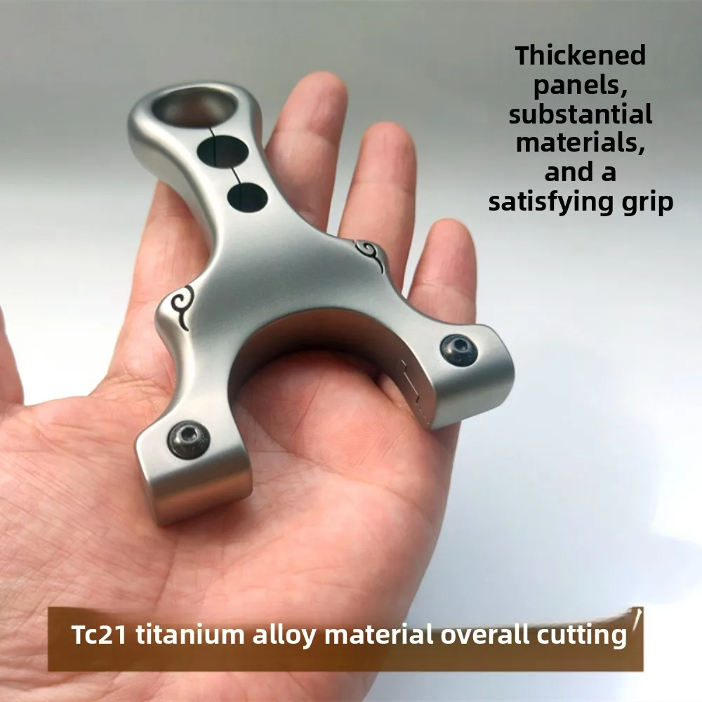 professional titanium alloy tc21 thickened Wenqu flat rubber band slingshot reversal clip has great power and high precision