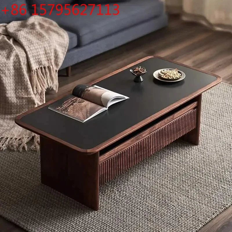 

Черный орех, твердая древесина, каменная плита, журнальный столик, гостиная, домашний свет, роскошный простой квадратный дизайнерский модный столик