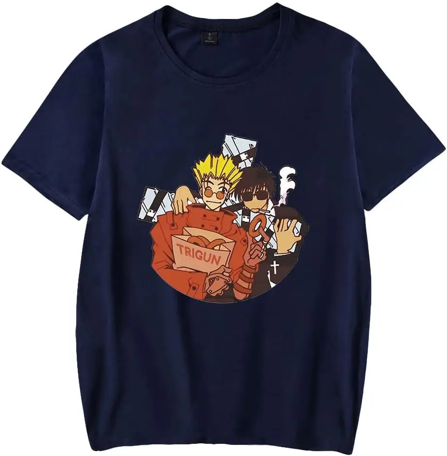 Trigun Anime T-Shirt VASH The Stampede Crewneck Short Sleeve Tee Unisex Fashion Summer Tops