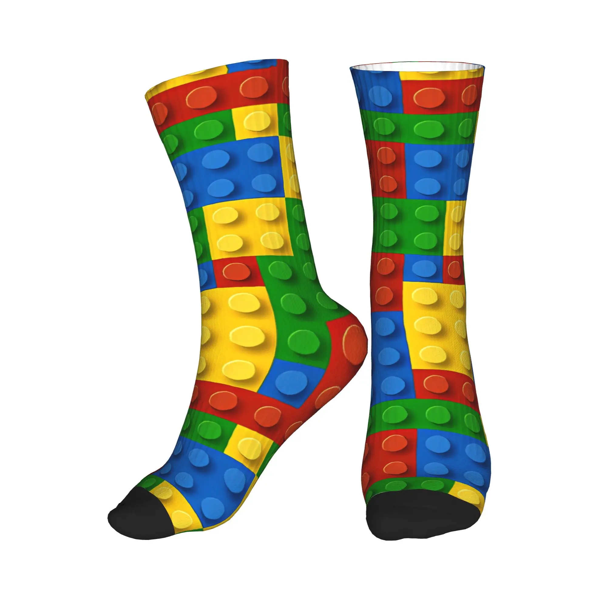 Classic Rainbow Building Blocks Stockings Women Men  Socks Soft Casual Socks Autumn Climbing Anti-Slip Graphic Socks Gift Idea
