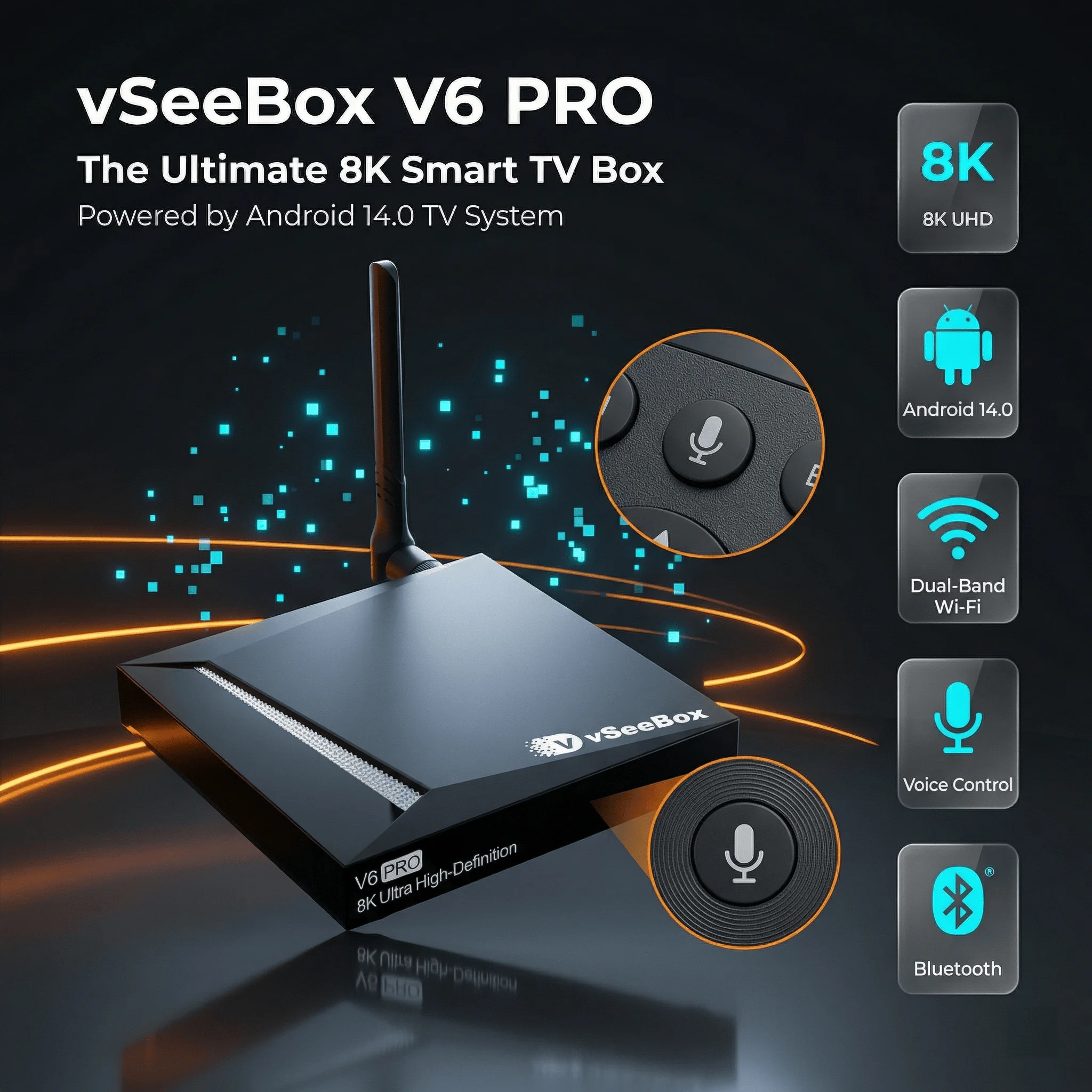 VSeeBox V6 Pro 2026 Newest, 4GB RAM+32GB Storage, Parental Control