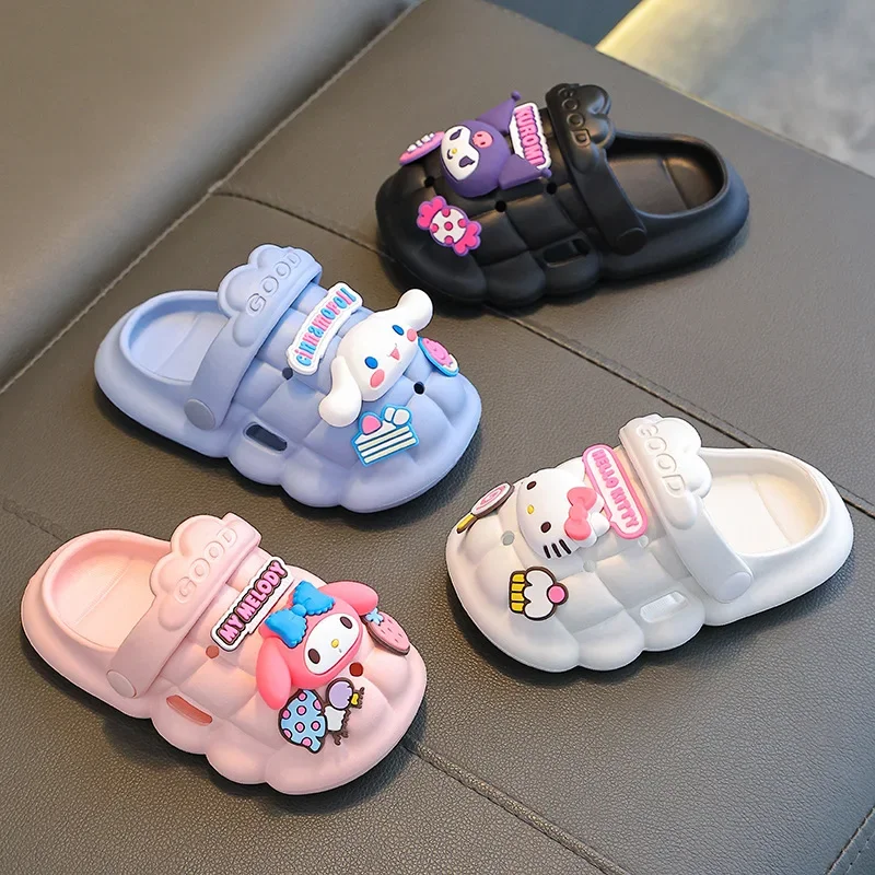 Hello Kitty Sanrio Kids Slippers for Girl Kawaii Beach Summer House Slipper Indoor Non-slip Eva Shoes Cute Toddler Girls Sandals