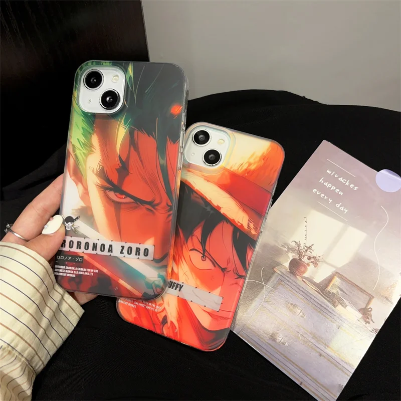 Japan Anime O-One P-Pieces Phone Case for iPhone 12 13 14 15 Pro Max 12pro 13pro 14pro Cartoon L-Luffy Z-ZORO IMD Cover