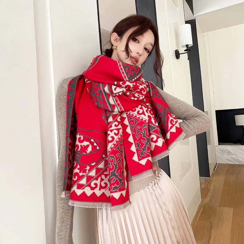 

Dopamine Korean Style Scarf for Women - 2-in-1 Faux Cashmere Wrap Neckwear, Thick Warm Versatile Winter Accessory