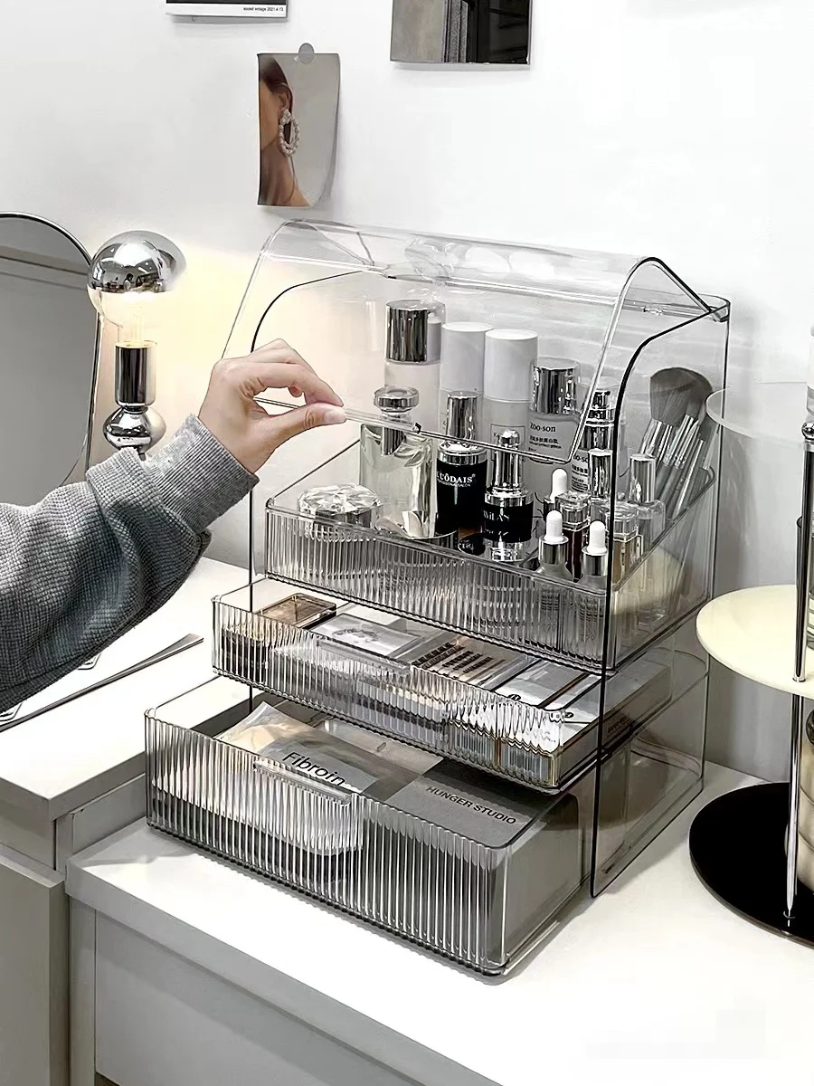 

Transparent Acrylic Cosmetic Storage Box Desktop Der pe Organizer for Skin Care Products Nordic Sle Waterproof Design