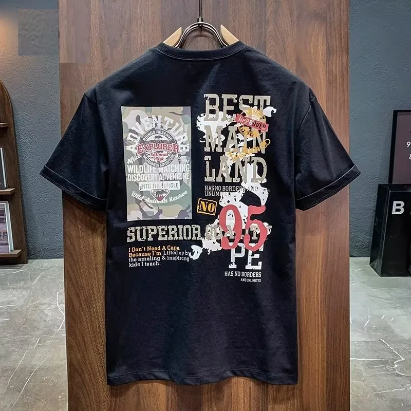 Camiseta casual de manga curta superdimensionada masculina, camiseta respirável masculina, blusa solta de streetwear, moda Harajuku, roupa Y2K