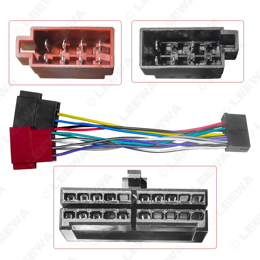 LEEWA Universal Auto Stereo Conversion Plug Wire Adapter 20Pins To 2-Head ISO Radio Wiring Harness Original Head Units Cable
