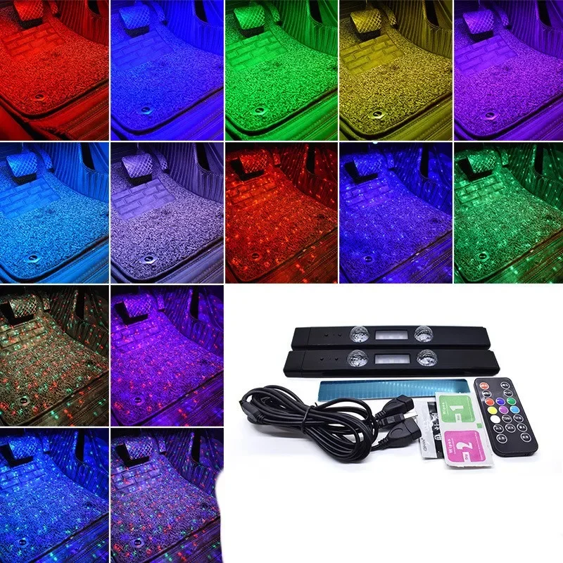 

Foot Soles Full of Stars LED Atmosphere Light Car Wireless Atmosphere Sound Car Decoration Accessories