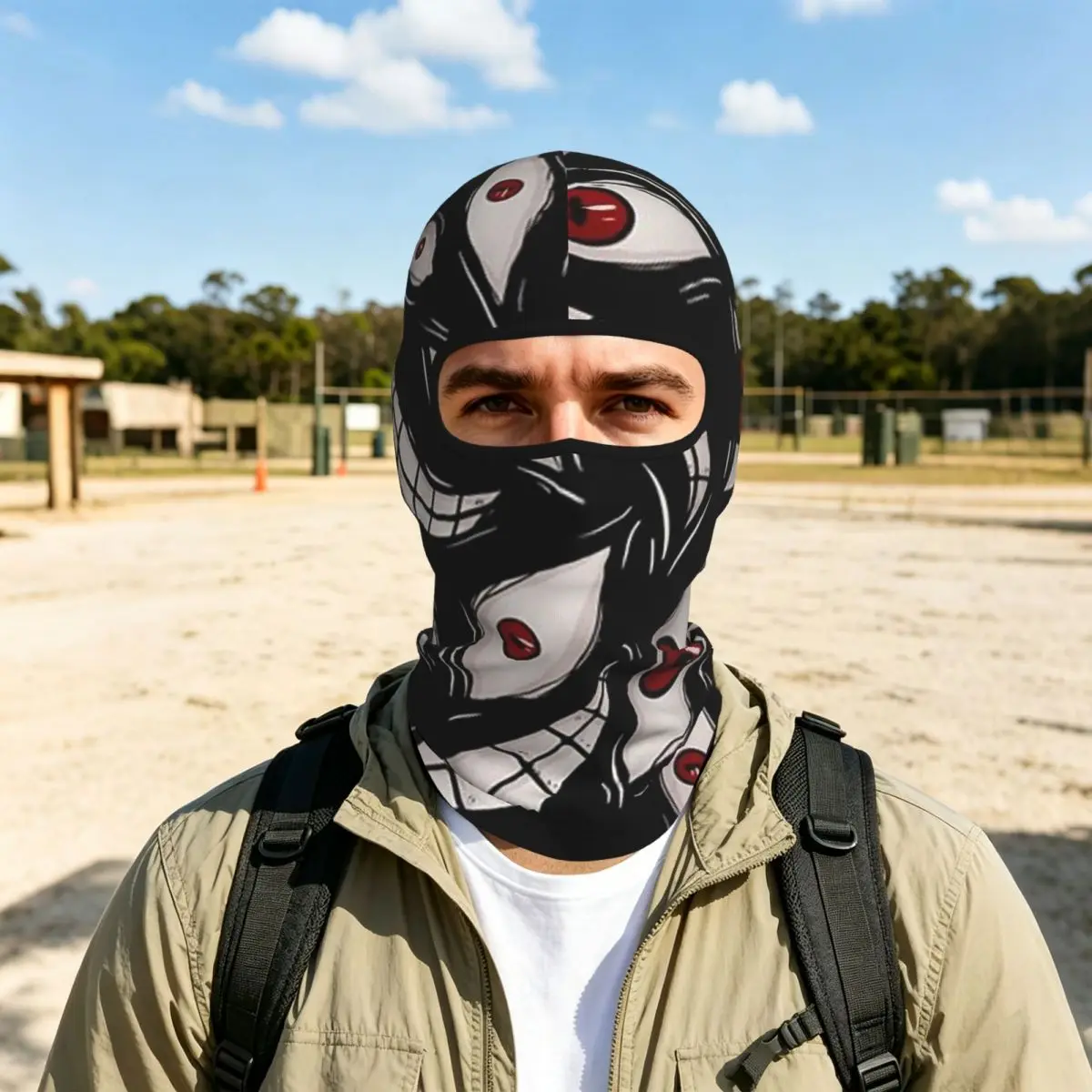 Dark Mysterious Eye Breathable Thin Balaclava Full Face Mask Sun Protection Neck Gaiter For Motorcycle Cycling Fishing Outdoor
