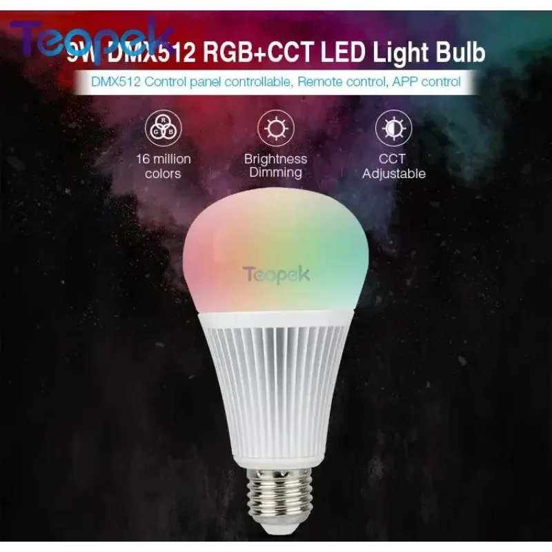Miboxer 9W DMX512 RGB+CCT E27 LED Light Bulb FUT012;DMX 512 LED Transmitter ;2.4GHz FUT092 RGB+CCT wireless Remote