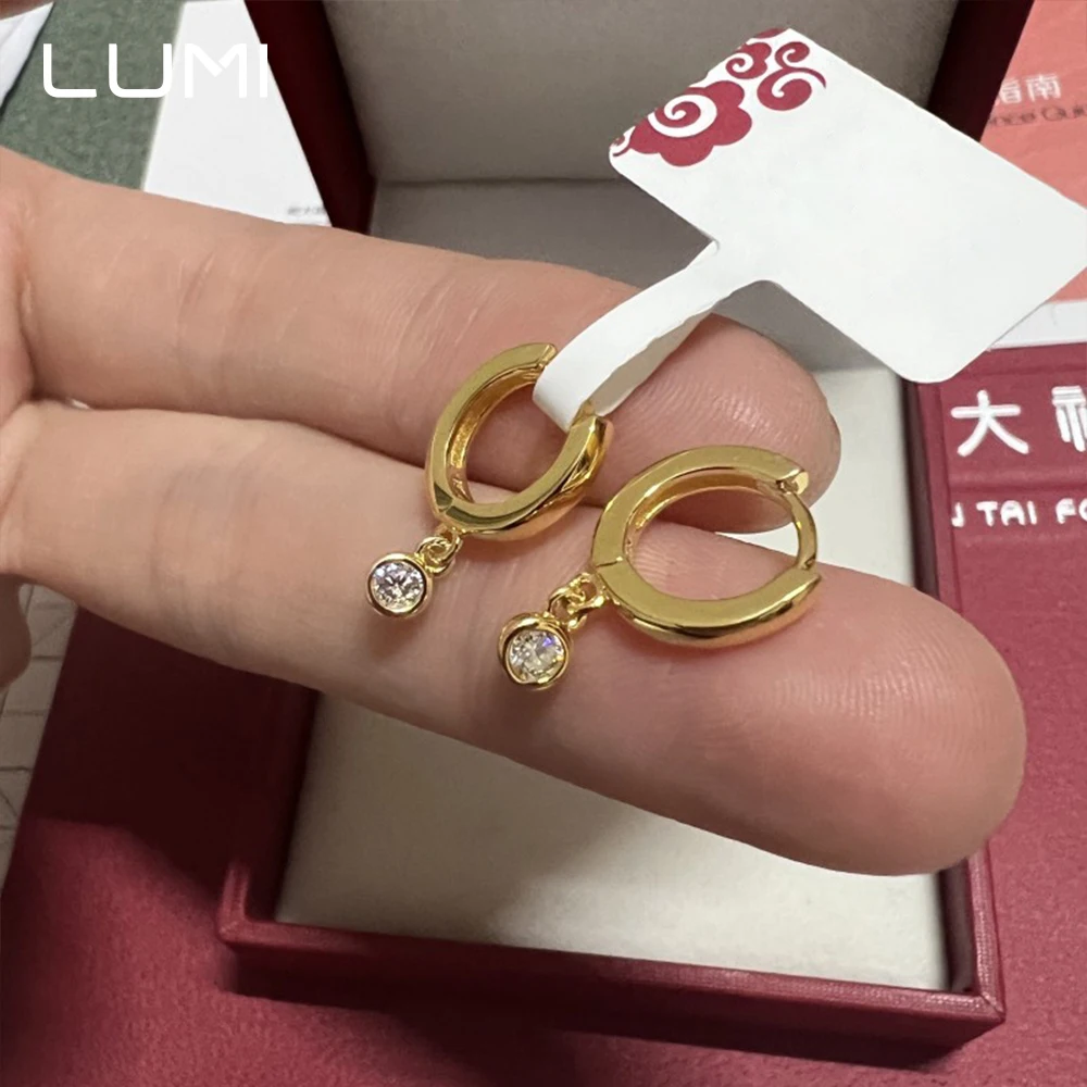 LUMI 0.1CT مويسانيتي 925 فضة الأذن أبازيم-سوبر رائعة الإناث EarringLuxury حفل زفاف الماس #3