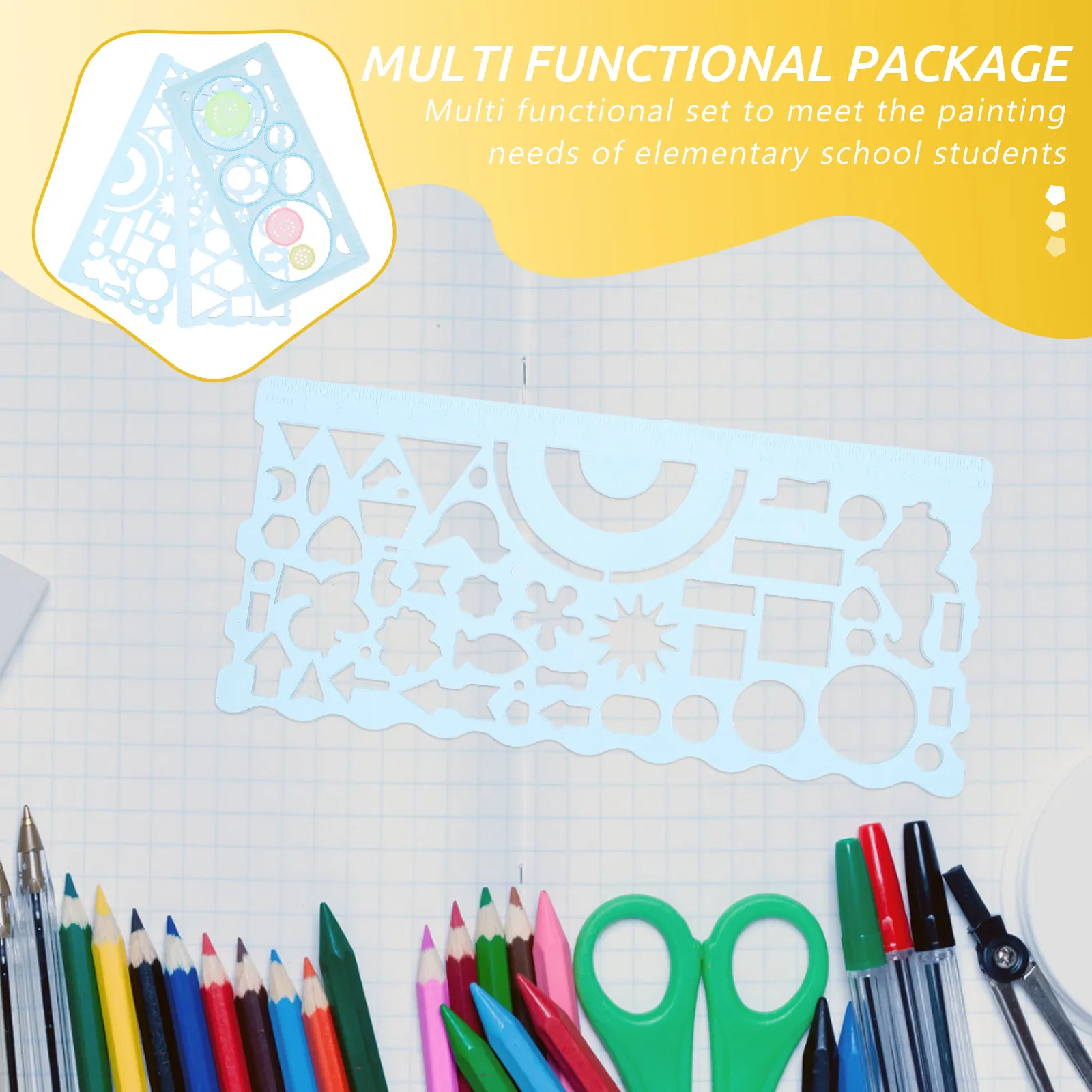 Architectural Drawing Stencil Set Multifunction Geometric Ruler Measuring Template for School Office