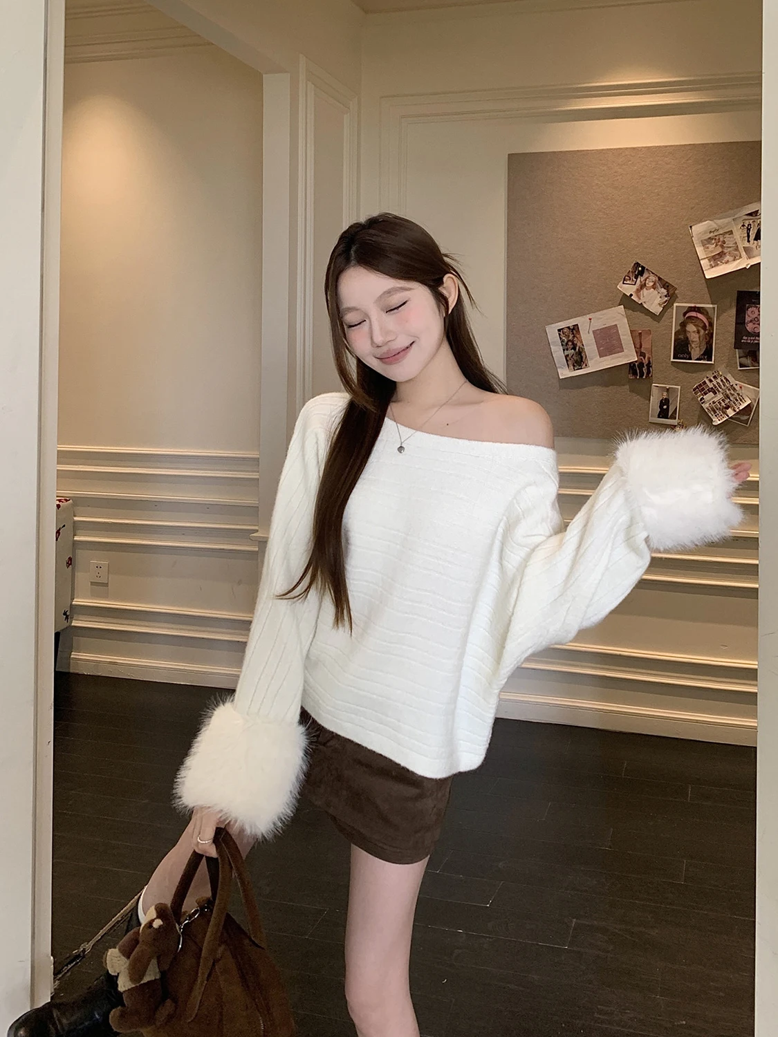 Maglione da donna oversize slouchy oulder Svel morbido e accogliente autunno inverno Faion Casual Chic Top allentato Abbigliamento interno