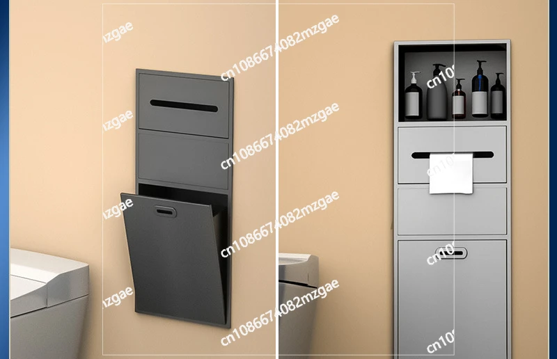 Embedded Toilet Niche Trash Can Stainless Steel Niche Bathroom Cabinet Concealed Rack