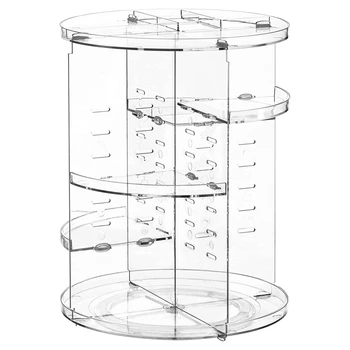 Rotating makeup organizer, 360° degree spinning makeup stand, large capacity clear cosmetic organizer, adjustable display durable