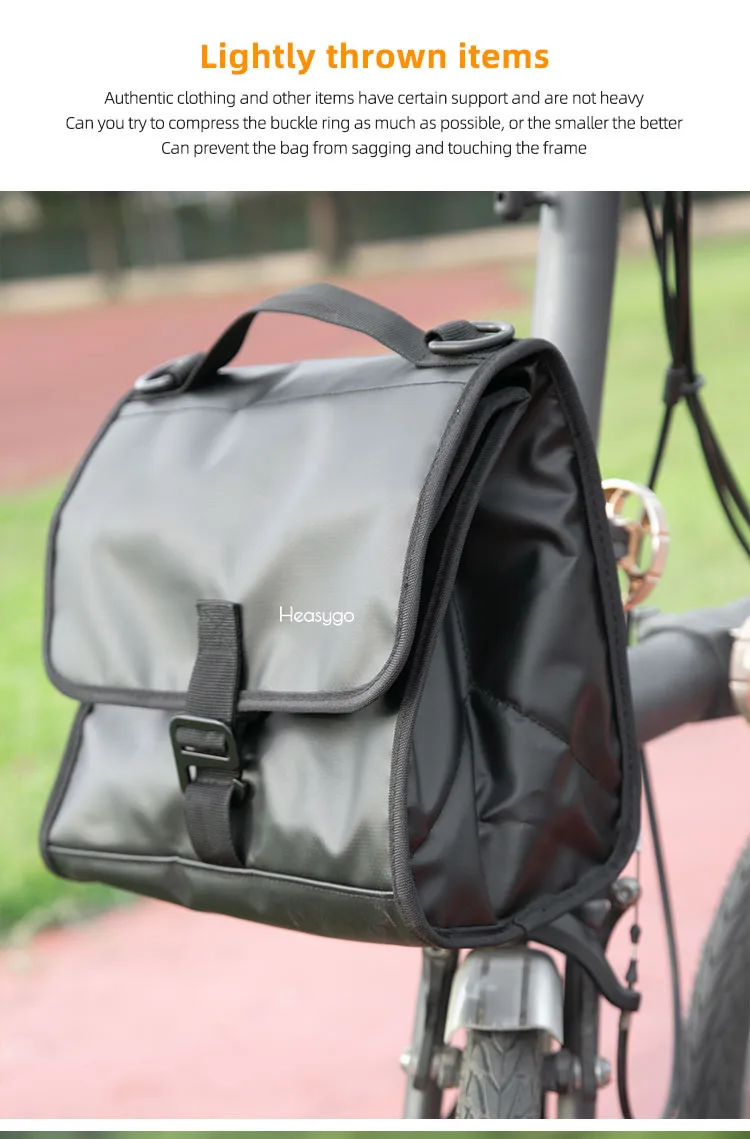 Heasygo 2505 Fahrrad-Lenkertasche mit Schnellverschluss für Brompton Vorderrohrkorb, Isoliertasche, Rahmenmontage mit Schweinenasenverschluss – Detail 14