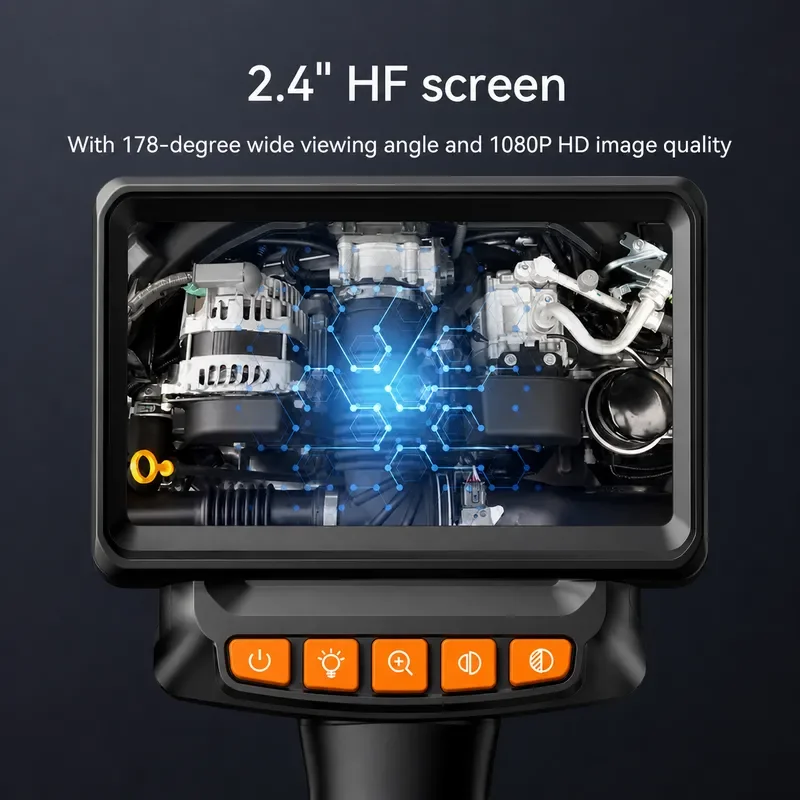 Endoscope Camera 2.4 Inch LCD Screen HD 1080P Borescope IP67 Waterproof Inspection Camera With Light Industrial Pipe Video