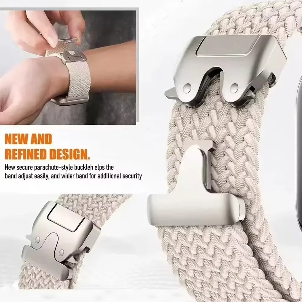 Cinturino in nylon da 22/20 mm per Redmi Watch 5 Active/Lite Fibbia per paracadute intrecciata Comodo cinturino Redmi Watch 3 Lite/Active