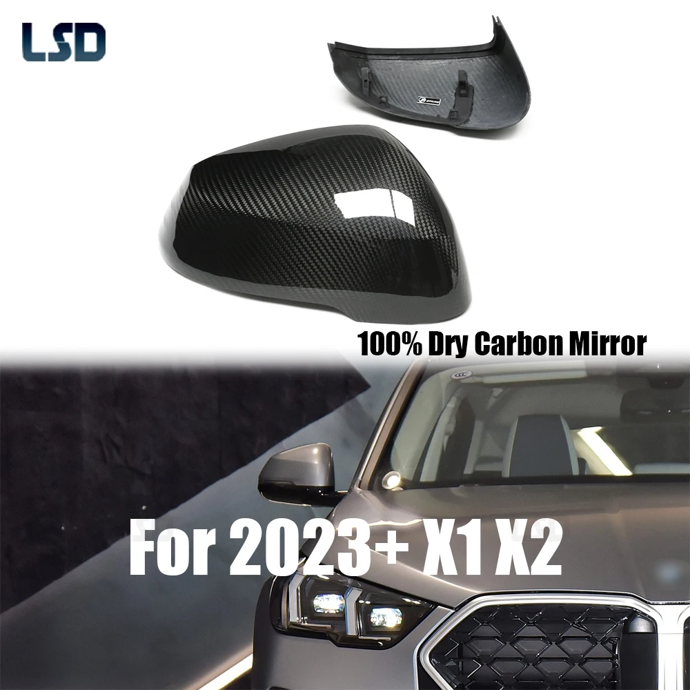 

For BMW 2023+ X1 U11 X2 U10 Real Dry Full Carbon Fiber Side Rear View Mirror Cover Replacement Only Fit LHD car