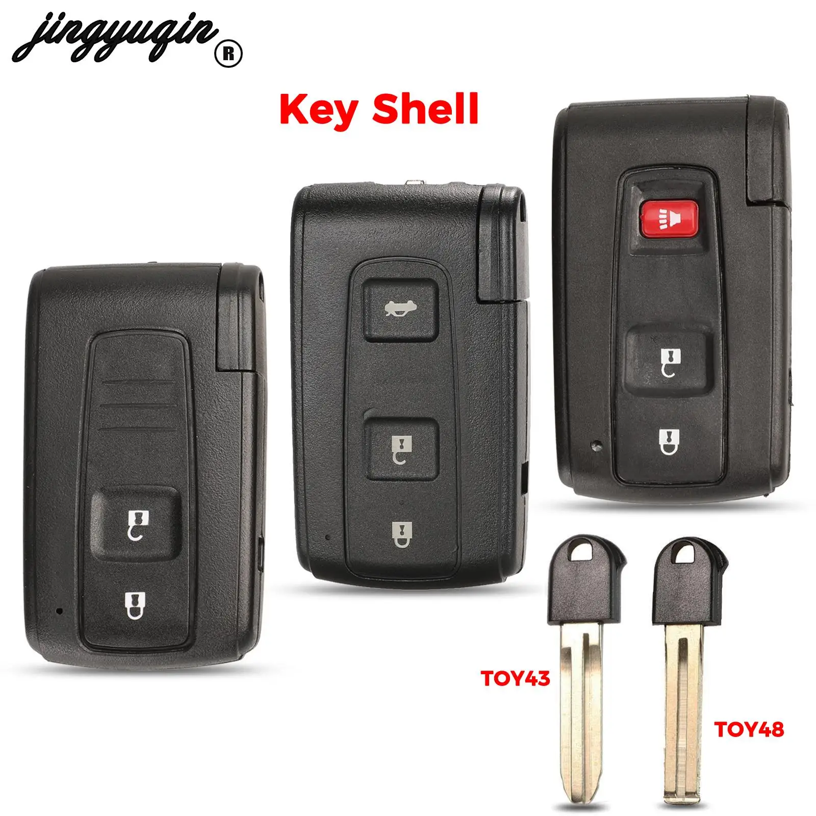 jingyuqin 2/3 Button For Toyota Prius 2004 2005 2006 2007 2008 2009 Remote Car Key Shell Case Toy48 Toy43 Blade Fob Replacment