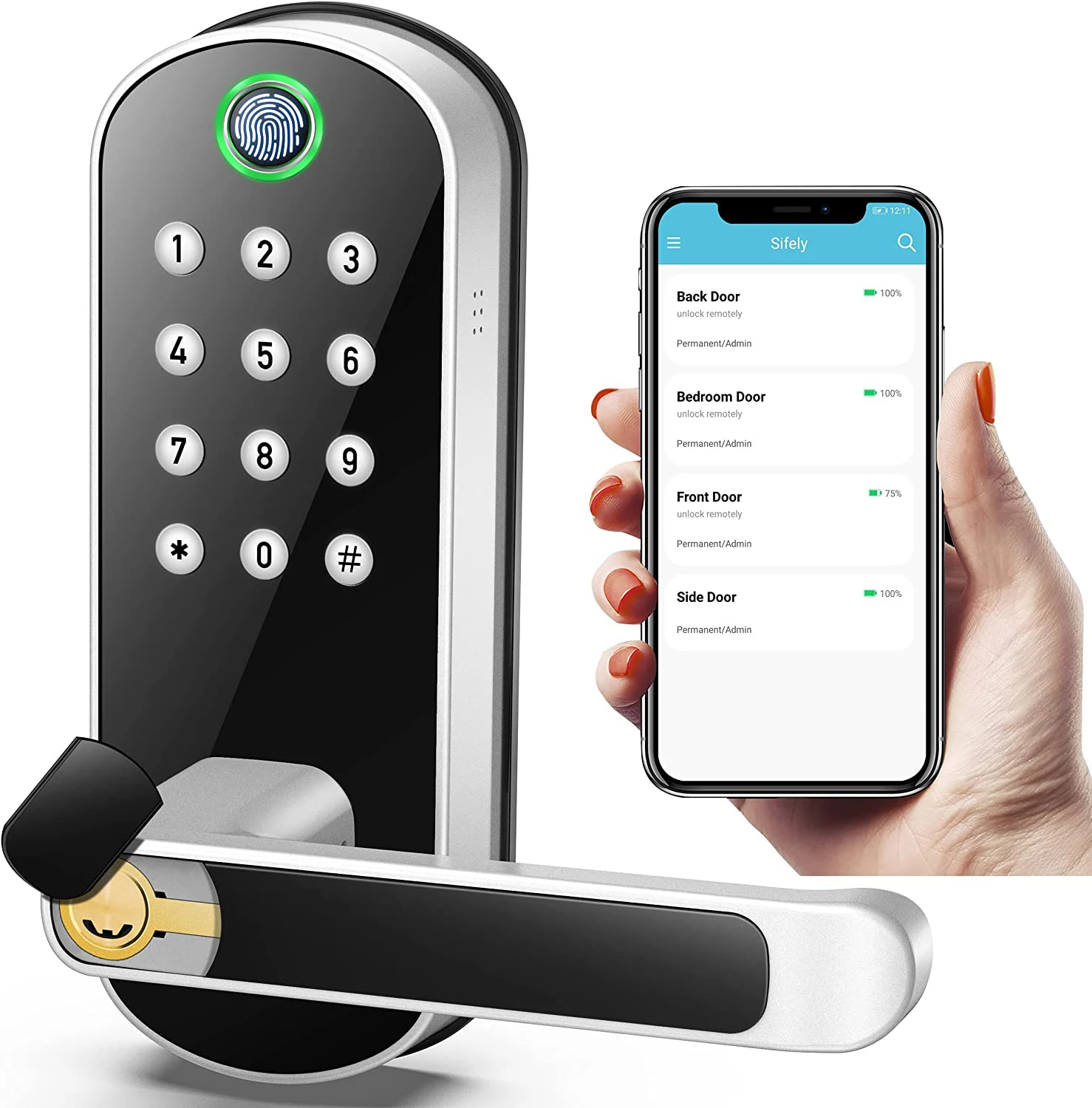 Electronic door lock with Password Fingerprint Door Lock, Biometric Door Lock, Keypad Entry Door Lock,Digital smart door lock