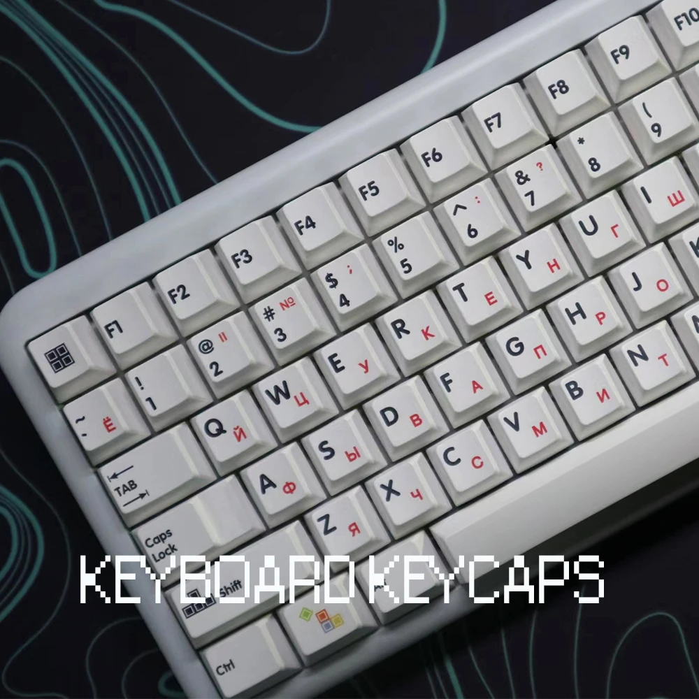 

Minimalist White Russian PBT Keycaps Sublimation Cherry Profile Keycaps for Mechanical Keyboard 142 Keys Custom Keycap